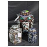 Three graduated ginger jars