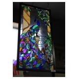 Peacock stained glass Approx 20 x 44 in hi