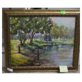 Contemporary acrylic on board Waterside 24.5" x