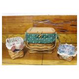 3 Longaberger baskets2 smaller w/liners,large
