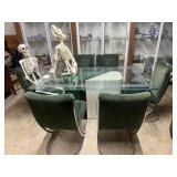 Chrome & velvet 1980s retro dining room set - 6