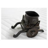 Antique 2 pc Asian bronze flower cart