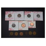 Thirteen Pennies - Wheat, Indian head, errors & sl