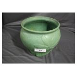 Green matte pottery jardiniere - USA Pottery