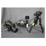 Two Asahi Pentax KM camera with Focal flash,