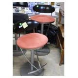 2 Adjustable Height Black & Orange Bar Stools