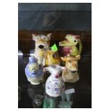 6 Vintage Animal creamers, Japan, unmarked, dog