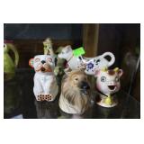 5 Vintage Animal creamers, Japan, unmarked, good