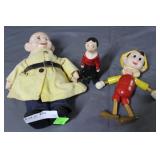 Three Early toys: Ideal Dopey cloth body doll,