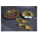 Ashtrays: brass shoes, painted, & Zodiac