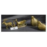 Brass phesant pair & Reindeer sleigh