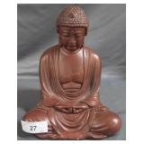 Cast metal Buddha in lotus position