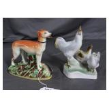Staffordshire Dog figure & Staffordshire Chicken