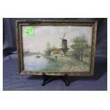 Petite Windmill watercolor framed: C. Hufpan?