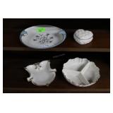 Four pcs Lenox: Blue floral with crack through