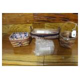 3 Longaberger baskets & inserts Liberty liners