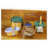 4 smaller Longaberger basketsW/ liners,inserts