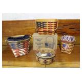 4 Longaberger baskets W/ liners,inserts.Libert