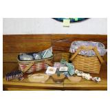 2 Longaberger baskets W/ liners,assorted