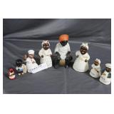Eight Black American figures - S&P shakers, Aunt