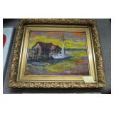 Contemporary acrylic on canvas in oranate gold