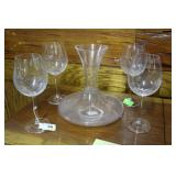 Mikasa wine decanter & four stemmed wine glasses