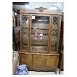 Contemporary two part 3 shelf china cabinet with