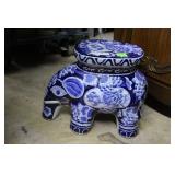 Contemporary Elephant blue & white plant stand