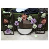 Three pc contemporary floral metal wall art