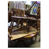 Oak Claw footed round dining table w 6 windsor