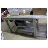 Solid Pine harvest style table w/ blue, green &