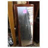 Jewelry cab., wood frame w/ mirrored front,