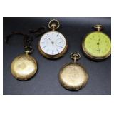 Four pocket watches: Trenton Watch Co, Straight