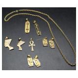 Egyptian gold pendants & silver necklaces