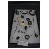 Sterling jewelry: amber stone necklace, antique