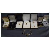 GF jewelry grouping - stick pin, necklace, pin,