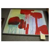 Abstract unsigned watercolor on canvas 24.75"x.