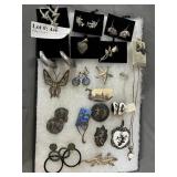 Sterling jewelry grouping: Siam enamel, hoop