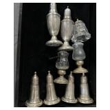 Sterling salt & pepper shakers - 9 total