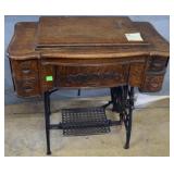 White sewing machine cabinet with machine31"H x