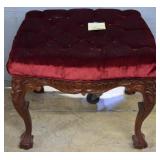 Velvet foot stool with cabriol legs21"H x 25"W x