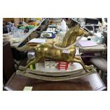 Brass table top rocking horse
