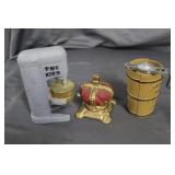 Three contemporary cast metal banks: Mixer, ice