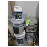 Four partial 5 gallon pails - liquid roof, DTM acr