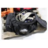 Black gym supply bag with climbing belt accessorie
