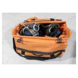 Climbing bag with assorted rigging and straps