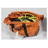 Climbing bag with assorted rigging and straps