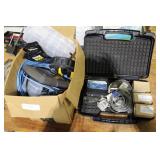 Headphones, gloves, elect. Storage boxes, router,