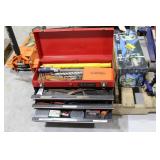 Husky 3 drawer tool box with drill bits, pliers, s