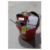 Red feed bucket lot incl - shop light, strip light